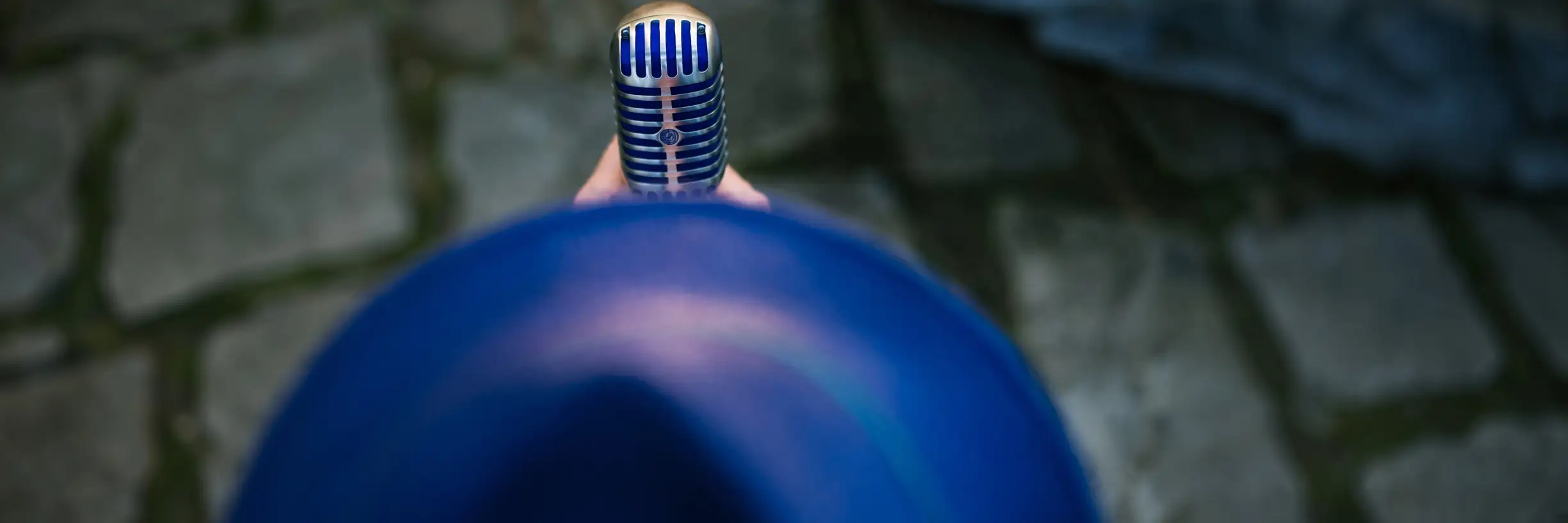 Ian Preston's hat and vintage microphone, shot from above