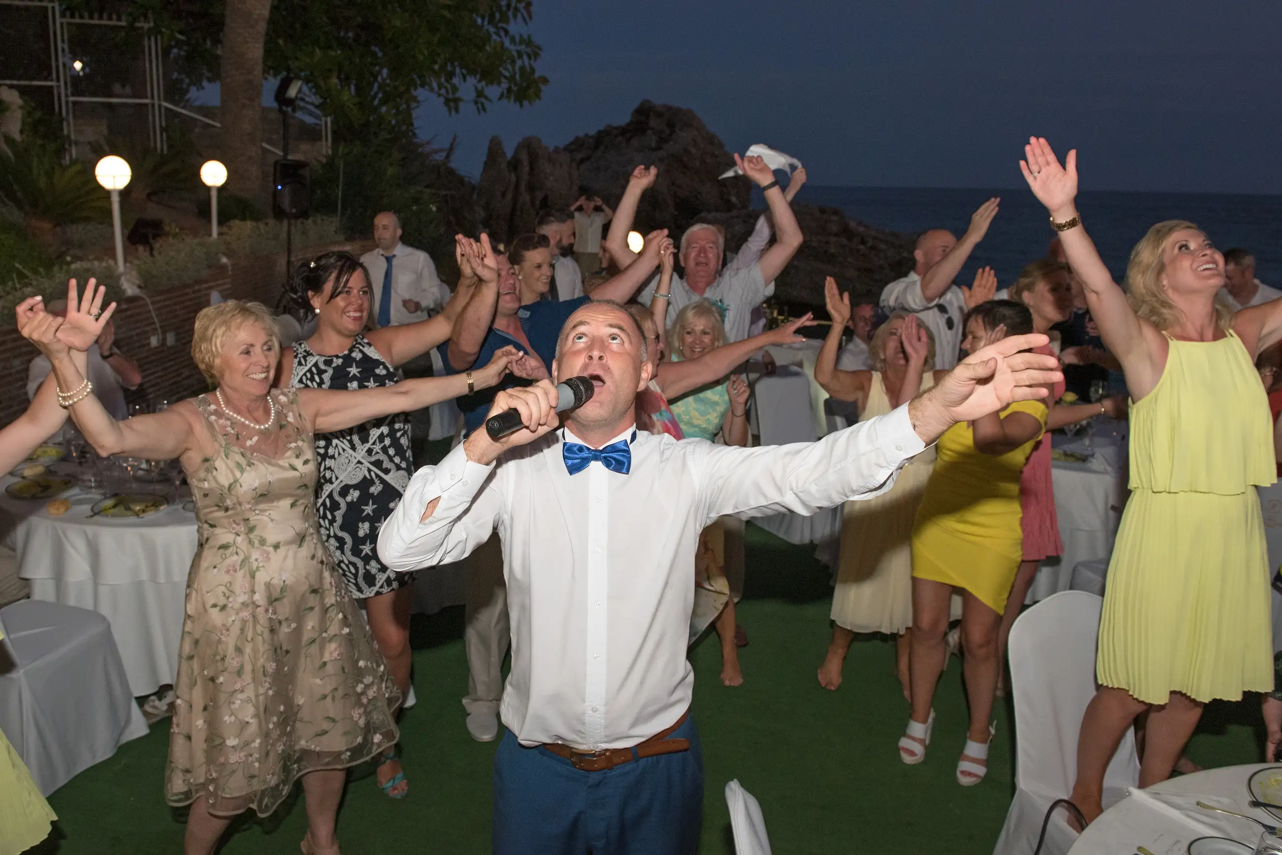 Irish wedding party celebrating on the Costa del Sol